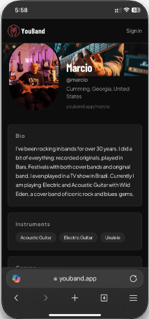 YouBand profile